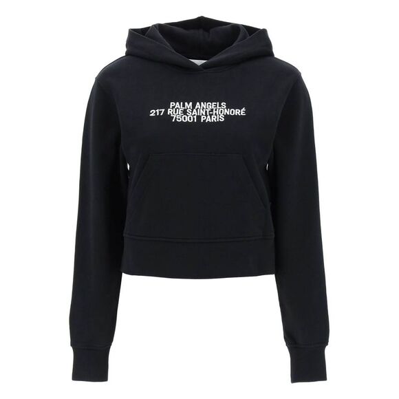 PALM ANGELS Cropped Hoodie With Embroidery